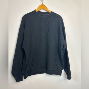 VTG Plain Fleece Long Sleeve Men's Black Sweatshirt Plus Size XXL Old Money